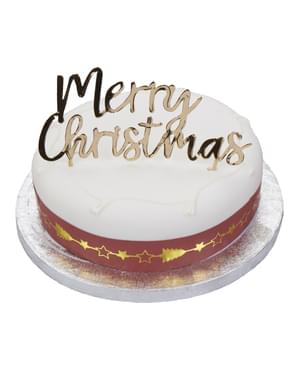 Dekorasi kue "Merry Christmas" dengan emas - Dazzling Christmas