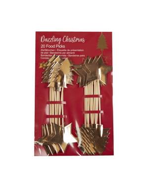 20 papir Juledekorerte tannpirker - Dazzling Jule
