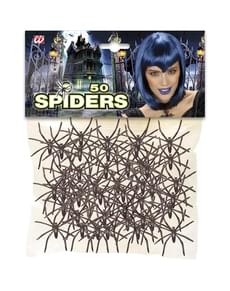 Set of 50 black spiders