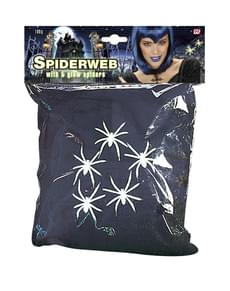 Spinnennetz schwarz mit fluoreszierenden Spinnen