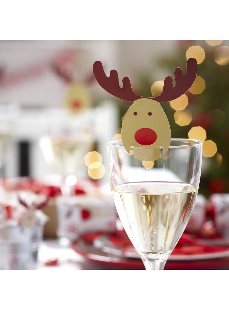 10 aornamenti per bicchieri con renna - Winter Wonderland