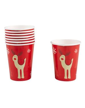 Sada 8 papírových kelímků se sobem - Rocking Rudolf