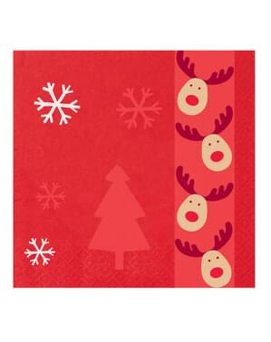 Set van 16 papieren servetten - Rockende Rudolf