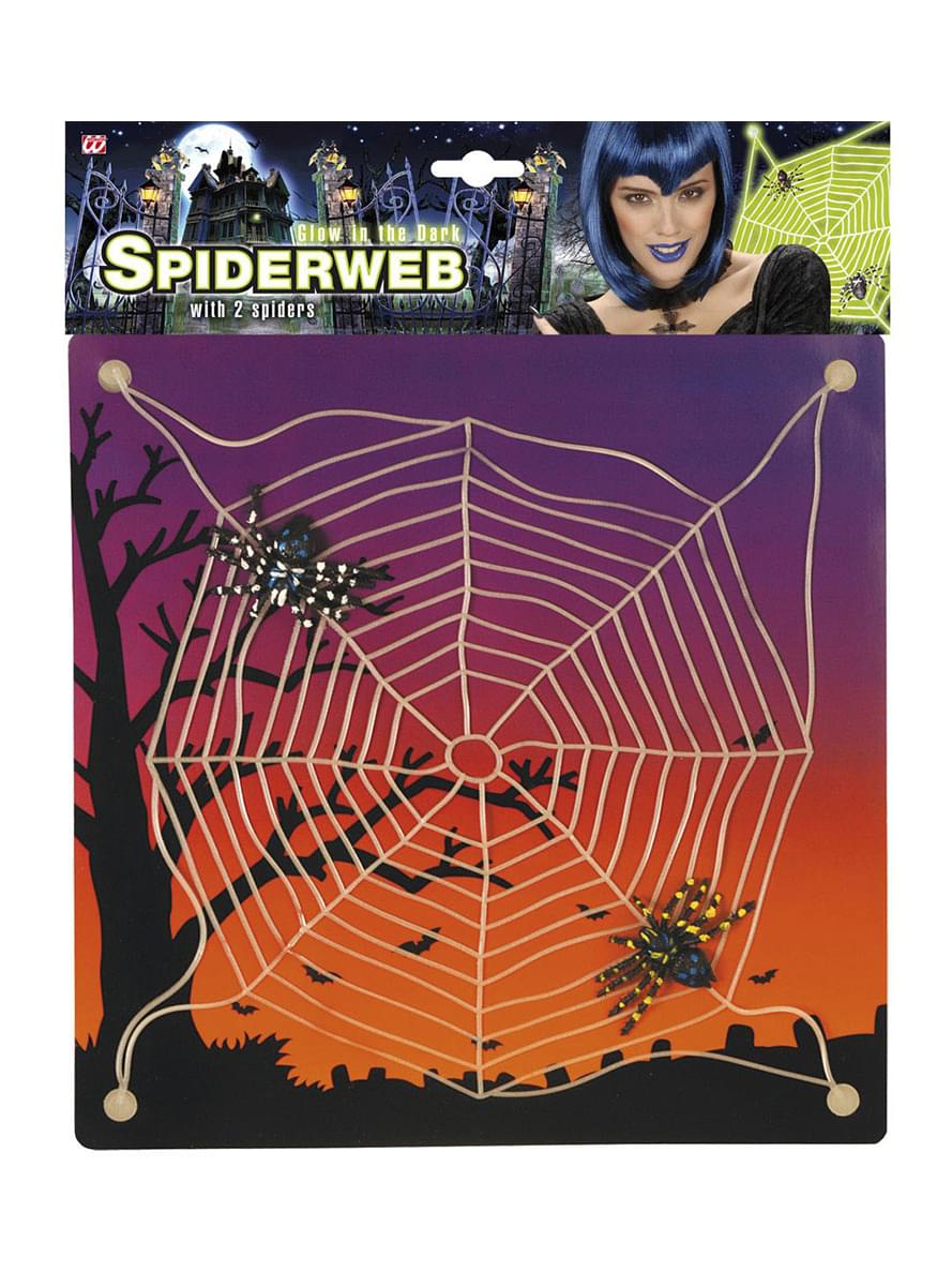 Spinnennetz fluoreszierend mit Spinnen