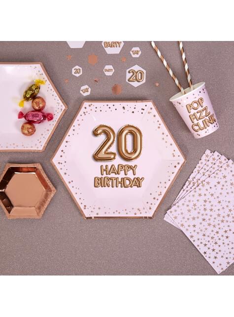 Decorazioni per torta20 Happy Birthday in oro rosa - Glitz