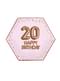 8 "20 생일 축하합니다"6 각형 종이 플레이트 세트 - Glitz & Glamour Pink & Rose Gold