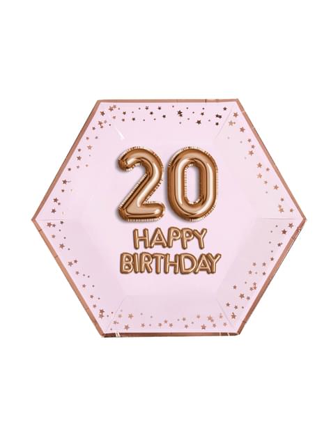 Decorazioni per torta20 Happy Birthday in oro rosa - Glitz & Glamour Pink  & Rose Gold per feste e compleanni