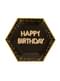 Zestaw 8 sześciokątne papierowe talerze “Happy Birthday” - Glitz & Glamour Black & Gold
