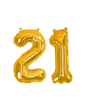 Złoty balon foliowy “21” - Glitz & Glamour Black & Gold 40cm