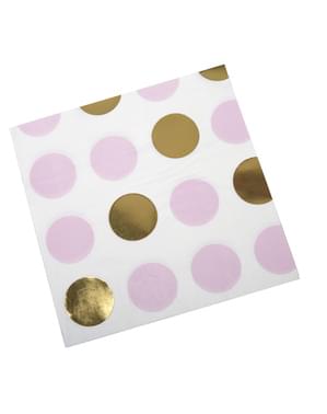 16 Pink & Guld Prikkede Papirserviette (33x33 cm) - Pattern Works