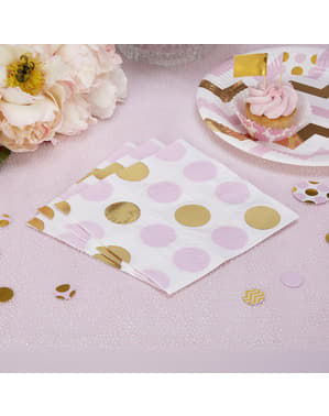 16 Pink & Gold Dots Paper Napkin (33x33 cm) - Pattern Works