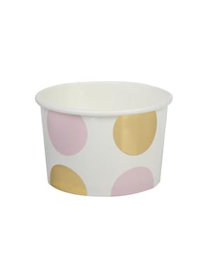 8 Pink & Gold Dots Paper Treat Tubs - Pattern Works