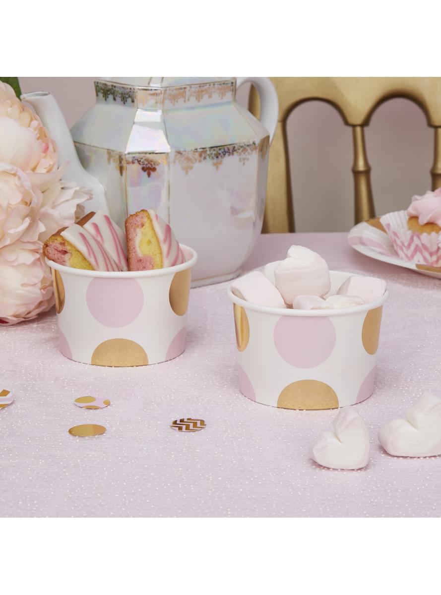 8 tarrinas de lunares rosas y dorados - Pattern Works Pink