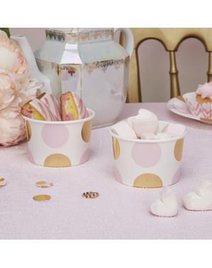 8 Pink & Gold Dots Paper Treat Tubs - Pattern Works