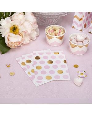 25 sachets à pois roses et dorés en papier  - Pattern Works