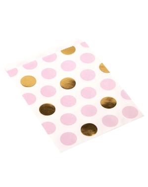 25 saquinhos de pintas cor-de-rosa e dourados de papel - Pattern Works
