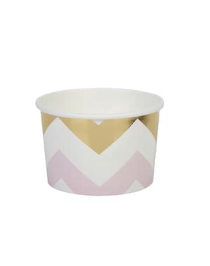 Set 8 Bak Treat Kertas Pink & Emas Chevron - Pekerjaan Pola