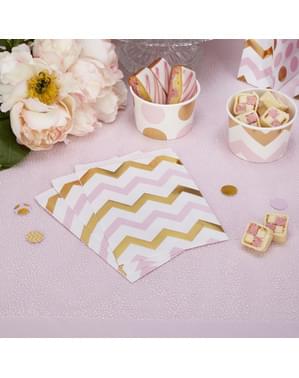 25 Pink & Gold Chevron Paper Bags - Pattern Works