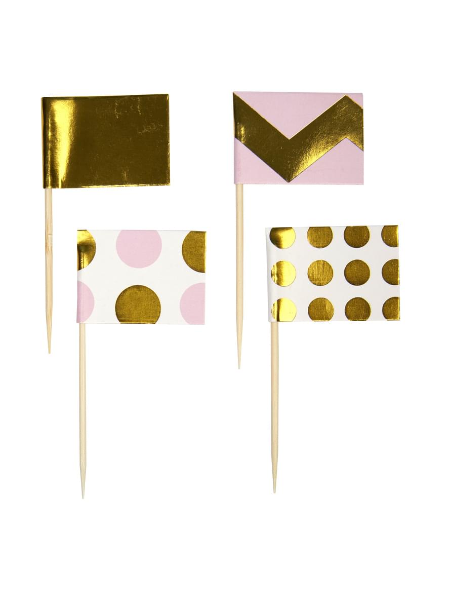 Deko Stick Set 20-teilig rosa und gold aus Papier - Pattern Works