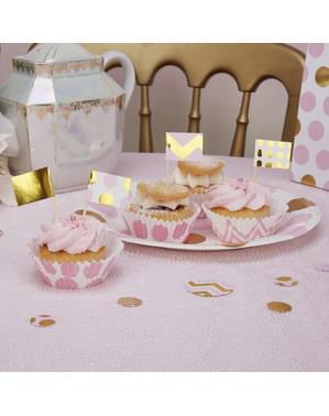 Sett med 20 Rosa & Gull Dekorative Papir Matpinner - Pattern Works