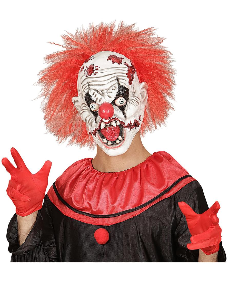 Crazy Zombie Clown Mask with Hair