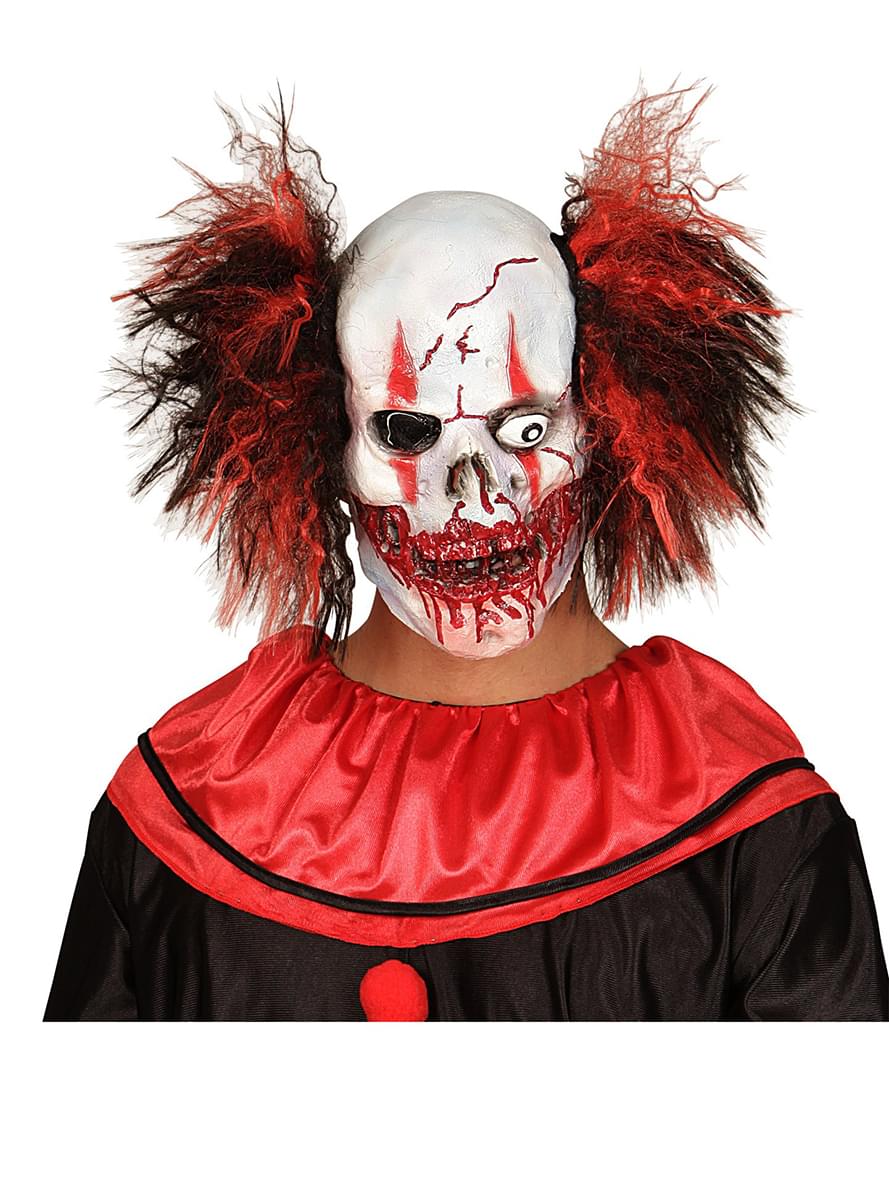 Totenkopf Clown Maske mit Haaren