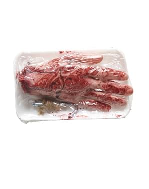 Packaged bloody hand