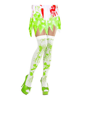 Meias-calças com sangue verde de zombie
