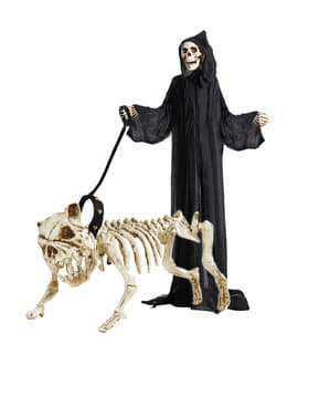 Hund skelett med koppel