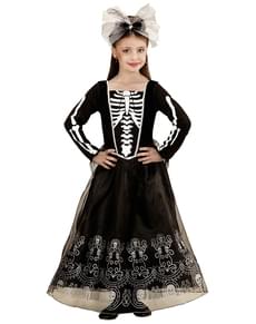 Déguisement de dame squelette pour fille