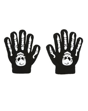 Skelett Totenkopf-Handschuhe für Kinder