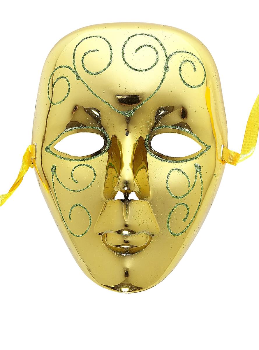 Gold mask with green glitter