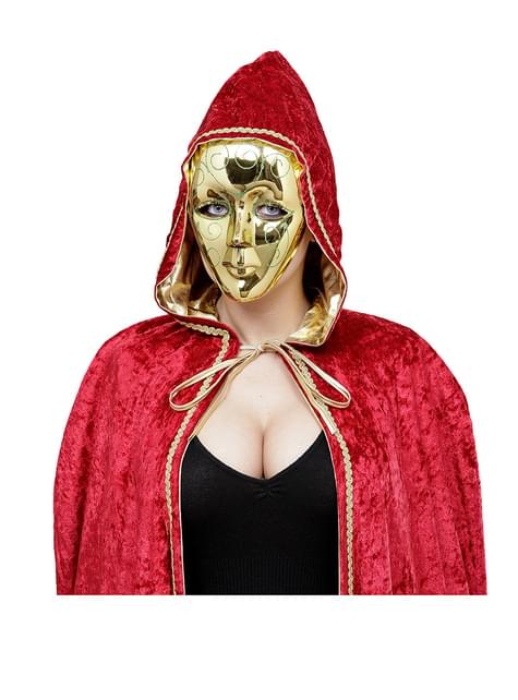 Maschera In Plastica con glitter Oro Mascherina da donna glitterata dorata  