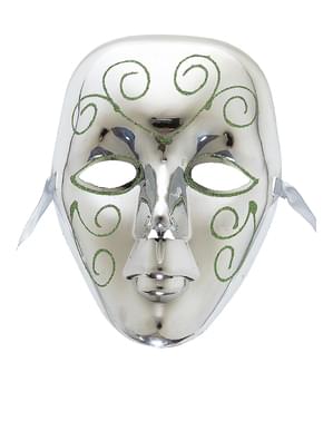 Yeşil parıltılı gümüş maske