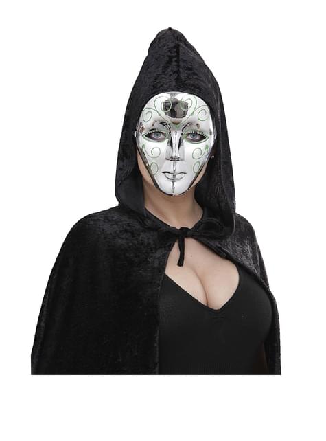 Silver mask med grön glitter