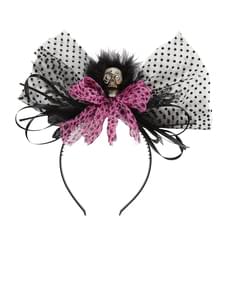 Diadema de caveira glamorosa fúcsia