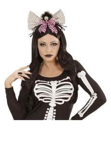 Diadema de caveira glamorosa fúcsia