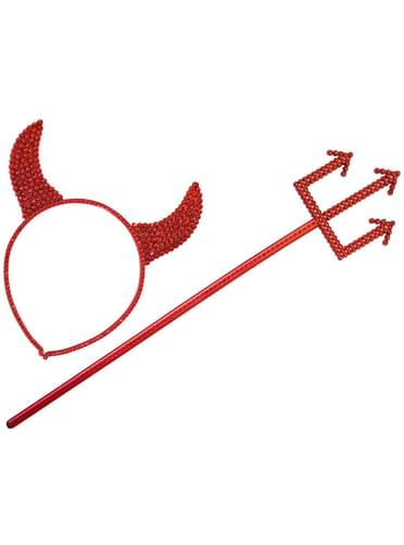 Red Devil Horns and Pitchfork Set