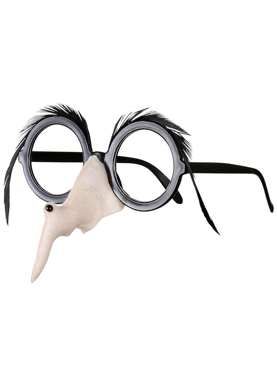 Witch Glasses with Nose and Grey Eyebrows