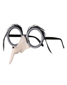 Witch Glasses with Nose and Grey Eyebrows