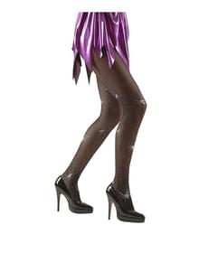 Strümpfe mit Spinnennetzen und silbernen Pailletten Übergröße