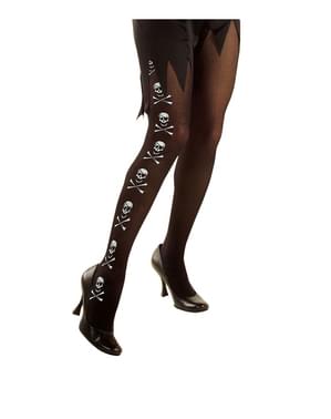 Tights with white skulls plus size