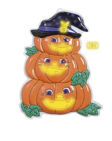 Trio de citrouilles avec chapeau fluo 3D