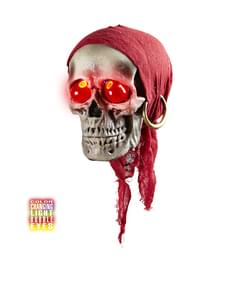 Hanging Pirate Skull with Bandana and Red Eyes