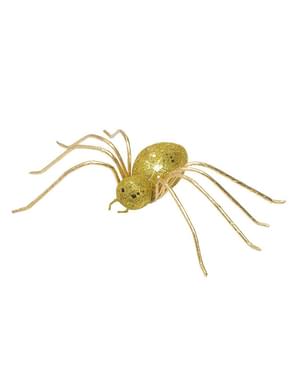 Aranha grande com purpurina dourada