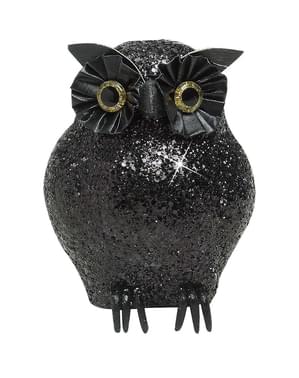 Black owl with glitter