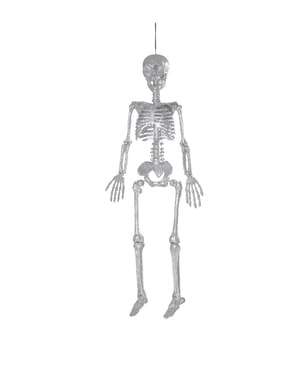 Esqueleto de pendurar de purpurina prateada (29 cm)