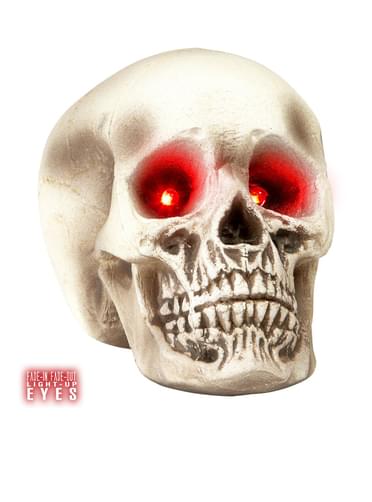 Caveira com olhos vermelhos luminosos