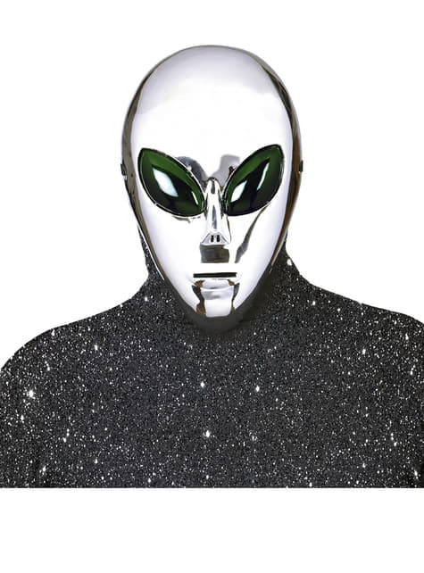 Maschera da extraterrestre argentato