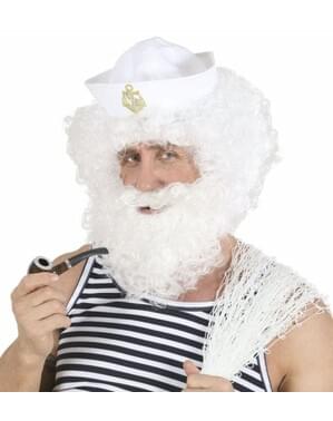 Peruca e barba de velho marinheiro